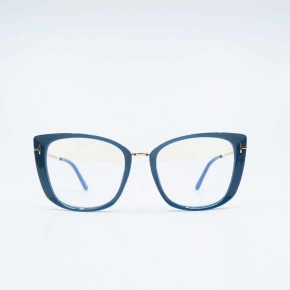 Tom Ford TF 5816-B 089 53mm Blue Teal and Gold, New Women's Eyeglasses. - Picture 1 of 7